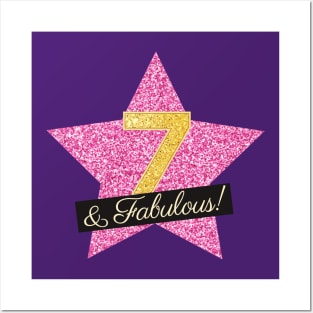 7th Birthday Gifts Women Fabulous - Pink Gold Posters and Art